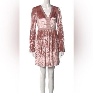 Twinset Velvet Mini Dress Pink Blush Size‎ 6 Italian Size 42 New